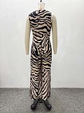 Fashionable Zebra Print Vest Top and Pants Set QZ-7101