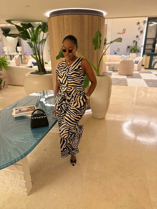 Fashionable Zebra Print Vest Top and Pants Set QZ-7101