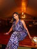 Fashionable V-neck Slim Fit Printed Sleeveless Top and Straight Leg Pants Set QZ-8000