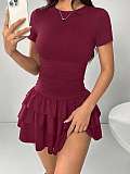 Summer New Slimming Short-Sleeve Multi-Layer Ruffle Cake Dress RS-391486