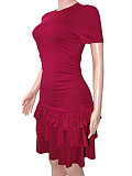 Summer New Slimming Short-Sleeve Multi-Layer Ruffle Cake Dress RS-391486