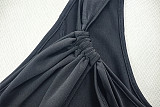 Fashion Metal Ring Pleated Hollow-Out Asymmetrical Jumpsuit JY-006206