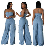 Fashionable Strapless Slim Fit Denim Jumpsuit JLX-6998