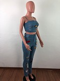 Sexy New Cartoon Appliqué Rolled-Up Jeans Set OSM-SJ3283