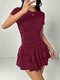 Summer New Slimming Short-Sleeve Multi-Layer Ruffle Cake Dress RS-391486