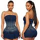 Sexy Strapless Off-Shoulder Fitted Waist Slimming High Stretch Washed Denim Dress JLX-6991