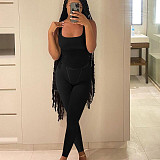 Fashion Ribbed Solid Color Vest and Trousers Two-Piece Set YD-00821