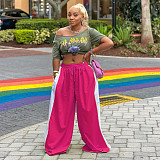 Fashionable Color-Blocked Pants - Versatile Loose Wide-Leg Trousers RS-8510