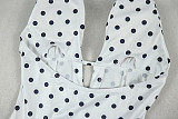 Fashion Polka Dot Print Deep V-Neck Sleeveless Halter Neck Fitted A-line Short Dress JY-303552
