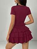 Summer New Slimming Short-Sleeve Multi-Layer Ruffle Cake Dress RS-391486