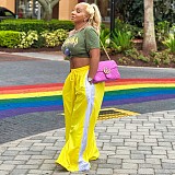Fashionable Color-Blocked Pants - Versatile Loose Wide-Leg Trousers RS-8510