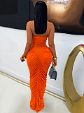 Sexy Solid Color Strapless Ruffled Bodycon Long Dress SFY-TW853