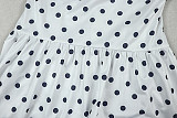 Fashion Polka Dot Print Deep V-Neck Sleeveless Halter Neck Fitted A-line Short Dress JY-303552