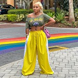 Fashionable Color-Blocked Pants - Versatile Loose Wide-Leg Trousers RS-8510