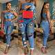 Sexy New Cartoon Appliqué Rolled-Up Jeans Set OSM-SJ3283