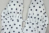 Fashion Polka Dot Print Deep V-Neck Sleeveless Halter Neck Fitted A-line Short Dress JY-303552