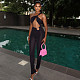 Fashion Metal Ring Pleated Hollow-Out Asymmetrical Jumpsuit JY-006206
