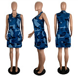 Casual Fashionable Unique Sleeveless Camouflage Dress RS-6502