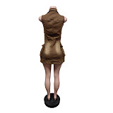 2026 Fashionable Sleeveless Slim Fit 3D Pocket Denim Dress MEM-88684