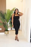 Fashion Backless Halter Neck Tank Top and Capri Pants Set NY-7542