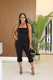 Fashion Backless Halter Neck Tank Top and Capri Pants Set NY-7542