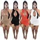 2026 Summer Sexy Halter Neck Knit Solid Color Dress YUNM-59025