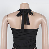 Fashion Backless Halter Neck Tank Top and Capri Pants Set NY-7542