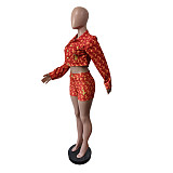 New Fashionable Slim Fit Printed Embroidered Long-Sleeved Shorts Set MEM-88680
