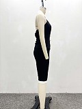 Fashionable Slim Fit Elegant Sleeveless Color Block Cardigan Vest Top and Shorts Two-Piece Set QZ-6453
