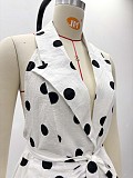 Fashionable Slim Fit Backless Tie Polka Dot Shirt and Shorts Two-Piece Set QZ-7009
