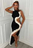 Sexy Sleeveless Hollow-Out Side Slit Long Floral Dress RS-YMT452