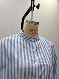New Fashion Striped Cardigan Three-Quarter Sleeve Shirt Collar Dress QZ-7398