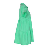 Casual Summer Loose-fitting Shirt Short-sleeved Dress RS-AL346