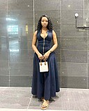 Casual Sleeveless Elegant Commuter-Style Long Dress With Slim Waist and Zipper Collar QZ-5164