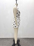 Fashionable Slim Fit Backless Tie Polka Dot Shirt and Shorts Two-Piece Set QZ-7009