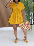 Casual Summer Loose-fitting Shirt Short-sleeved Dress RS-AL346