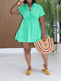 Casual Summer Loose-fitting Shirt Short-sleeved Dress RS-AL346
