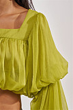 New Solid Color Chiffon Blouse With Wide Neck and Tie RS-498