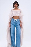 New Solid Color Chiffon Blouse With Wide Neck and Tie RS-498