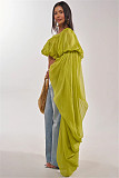 New Solid Color Chiffon Blouse With Wide Neck and Tie RS-498