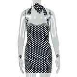 Sexy Black and White Color Block Halter Neck Strapless Slim Fit Bodycon Dress JY-305067