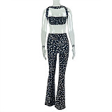 Sexy Backless Floral Print Polka Dot Strapless Slim Fit Trousers Set JY-919518