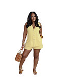 Casual Summer Solid Color V-neck Cardigan Vest Shorts Set PMR-TW854