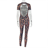 Fashion Leopard Print Slim Fit Short-Sleeve Jumpsuit JY-006285