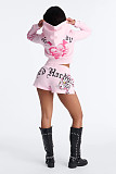 Fashion Printed Long-Sleeve Hoodie and Shorts Set GB-5010