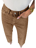 Diamond Washed Jeans Women High-waisted Straight Leg Pants XMOJ-8751