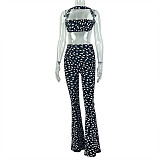 Sexy Backless Floral Print Polka Dot Strapless Slim Fit Trousers Set JY-919518