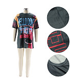Round Neck Loose Multi Letter Street Fashion Punk Short Sleeved T-shirt PMR-462