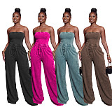 2026 New Women's Casual Washed Strapless Wide-Leg Jumpsuit TR-1360