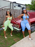 Fashion Polka Dot Strappy Bandeau Neck Halter Backless Headscarf Breast Padded Jumpsuit CM-60322